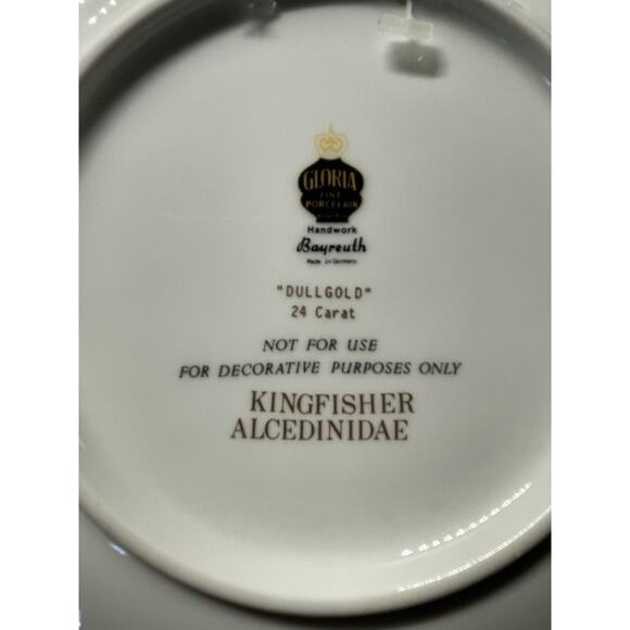 Four Gloria Porcelain Bayreuth Germany Decorative Bird Plates 24k Gold Rim - Picture 3 of 10